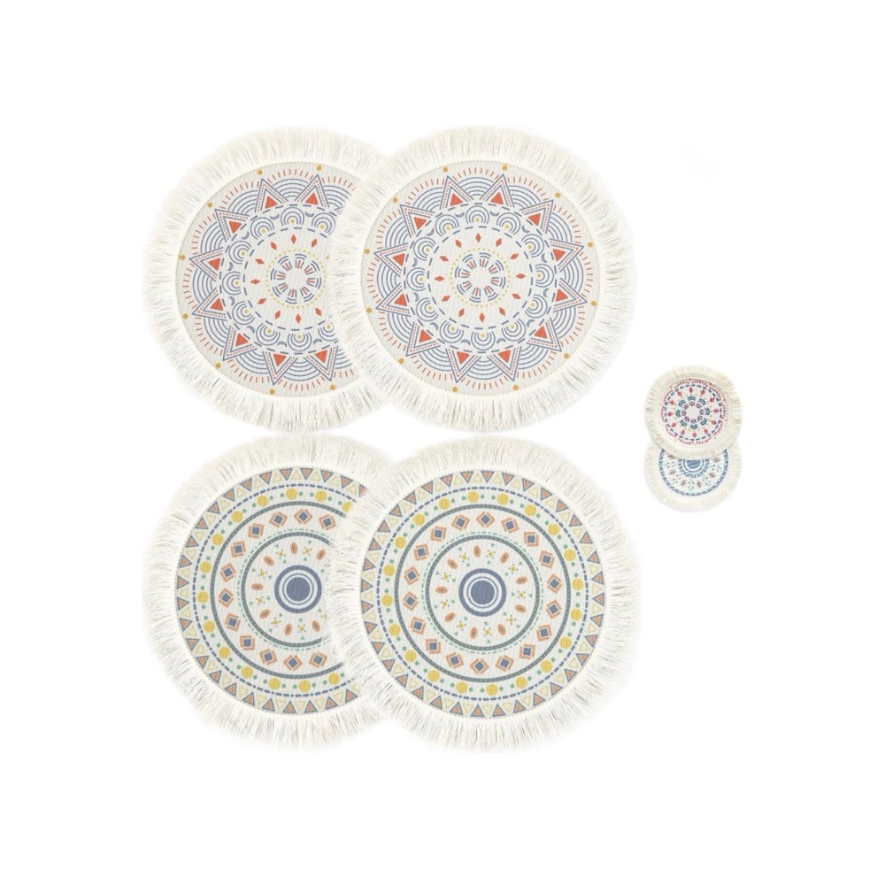 Table Placemats Set of 4, Placemats for Round Table, 13 Inch Boho Placemats